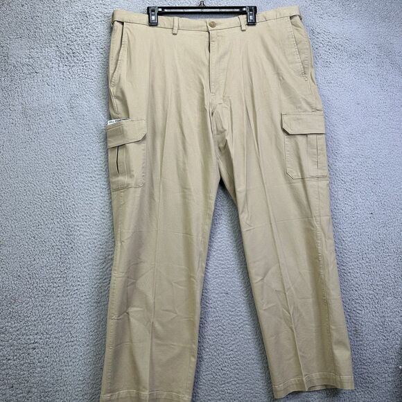 Haggar‎ Pants Mens 42X30 Tan Stretch Cargo Classic Fit Flat Front Straight NEW